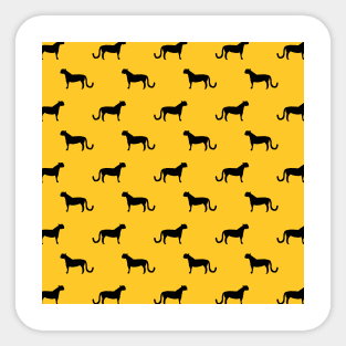 Cheetah Silhouettes Black on Yellow Sticker